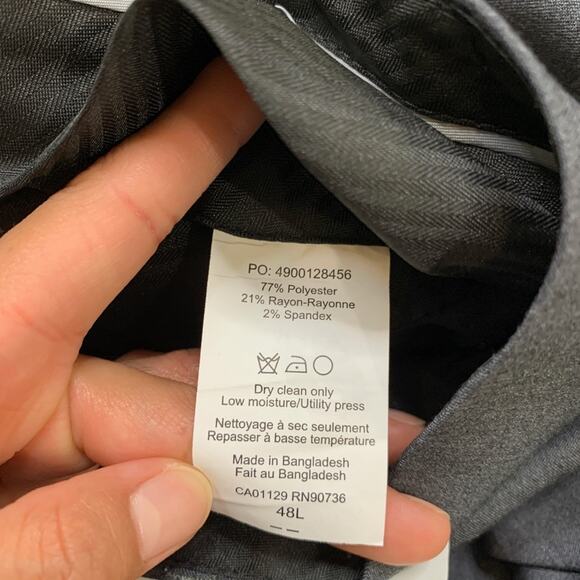 Van Heusen Pants Mens *42 Charcoal Talon Flat Front Stretch Formal Suit Dress - Picture 7 of 10